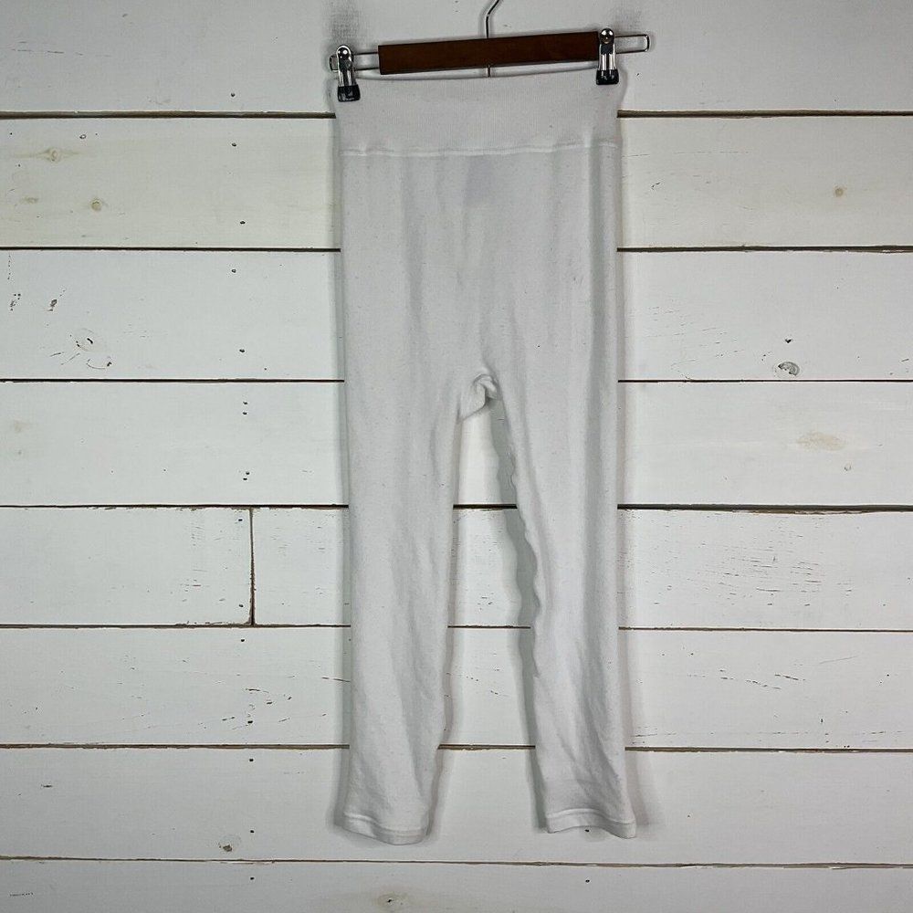 New Hue Activewear Pant High Rise French Terry Cloth White Women's Small